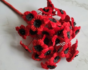 Red Black Velvet Forget Me Nots Large Bunch Millinery Flowers for Hats, bouquets, home, fascinators, corsages, weddings, dolls, crafts