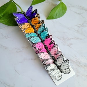 12 Multicolor Feather Monarch Butterflies – Floral Cake Toppers