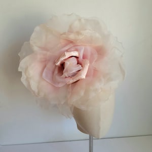 Extra Large Pale Old Rose 12"-13" Silk Organdy Velvet Rose- Millinery Flower for Hats and Fascinators - weddings -home decoration - Dresses