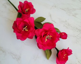 Vintage Deep Red  Silk blossom spray  NOS with leaves for millinery, weddings, costumes, home décor, center piece, floral arrangements