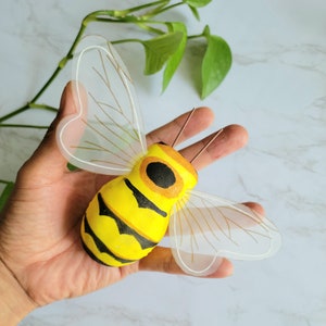 6 Xlarge 6.5" Bumble Bee's - Big Yellow bee's on tick for Costumes - Crafts- Floral arrangements- Halloween accents- weddings- Garden- Hats