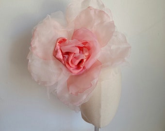 Extra Large Coral 12"-13" Silk Organdy Velvet Rose- Millinery Flower for Hats and Fascinators - weddings -home decoration - Dresses