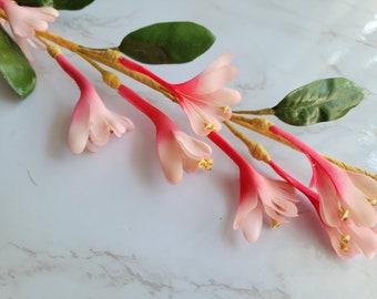 Vintage Honeysuckle Flower Spray Flamingo Pink/Hot Pink Shaded from Germany for Hats, Weddings, Wreaths, Floral Arrangements, Home décor