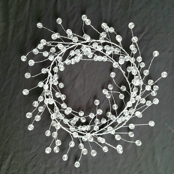 4 ft. Clear Crystal jeweled Garland, Acrylic crystal cascade on wire, Jewelry wreath for party decorations, weddings, home decor garden