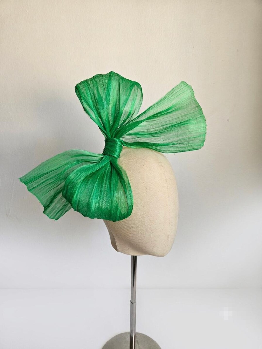 Bright Emerald Green Silk Abaca Fabric for Hat Making & Millinery