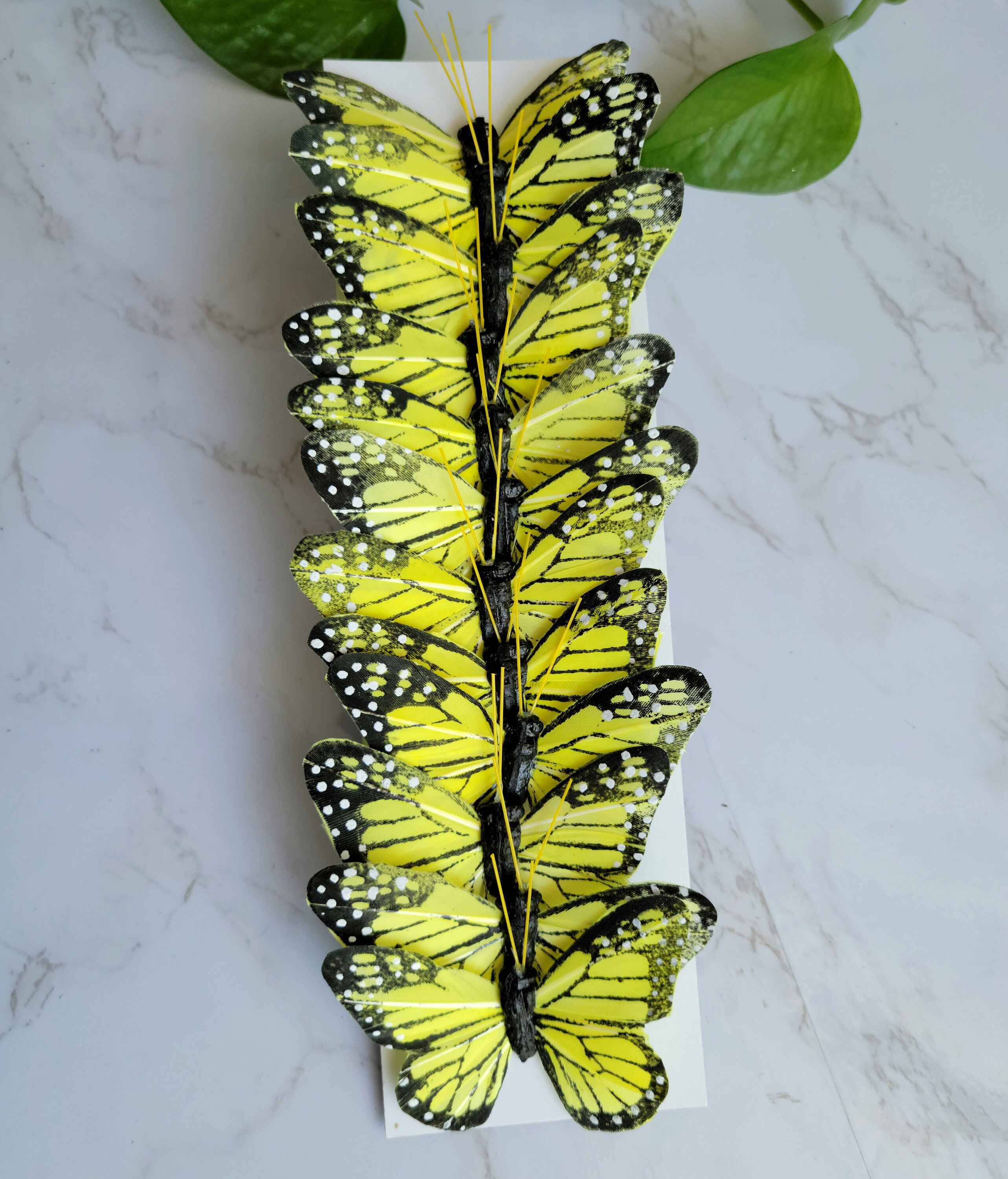 12 Monarch 5 Feather Butterflies, Wedding Decorations, Floral