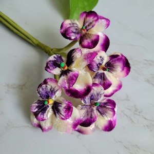 Vintage Millinery Pansies bunch from Czech Republic, Ivory Violet shaded  for Hats, Corsages, dress pins, hair clips, costumes, weddings