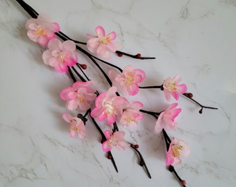Vintage Millinery Cherry Blossom Twig Pink/Hot Pink Flowers NOS for Hats Weddings, Floral Arrangements, center piece, home décor