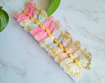 12 2&quot; Pastel glitter feather butterflies, pastel baby cake topper, craft supplies, home, wedding decorations, Floral, Hat accents