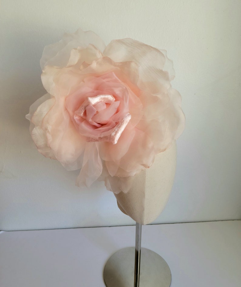 Extra Large Peachy/Bush 1213 Silk Organdy Velvet Rose Millinery Flower for Hats and Fascinators weddings home decoration Dresses image 1