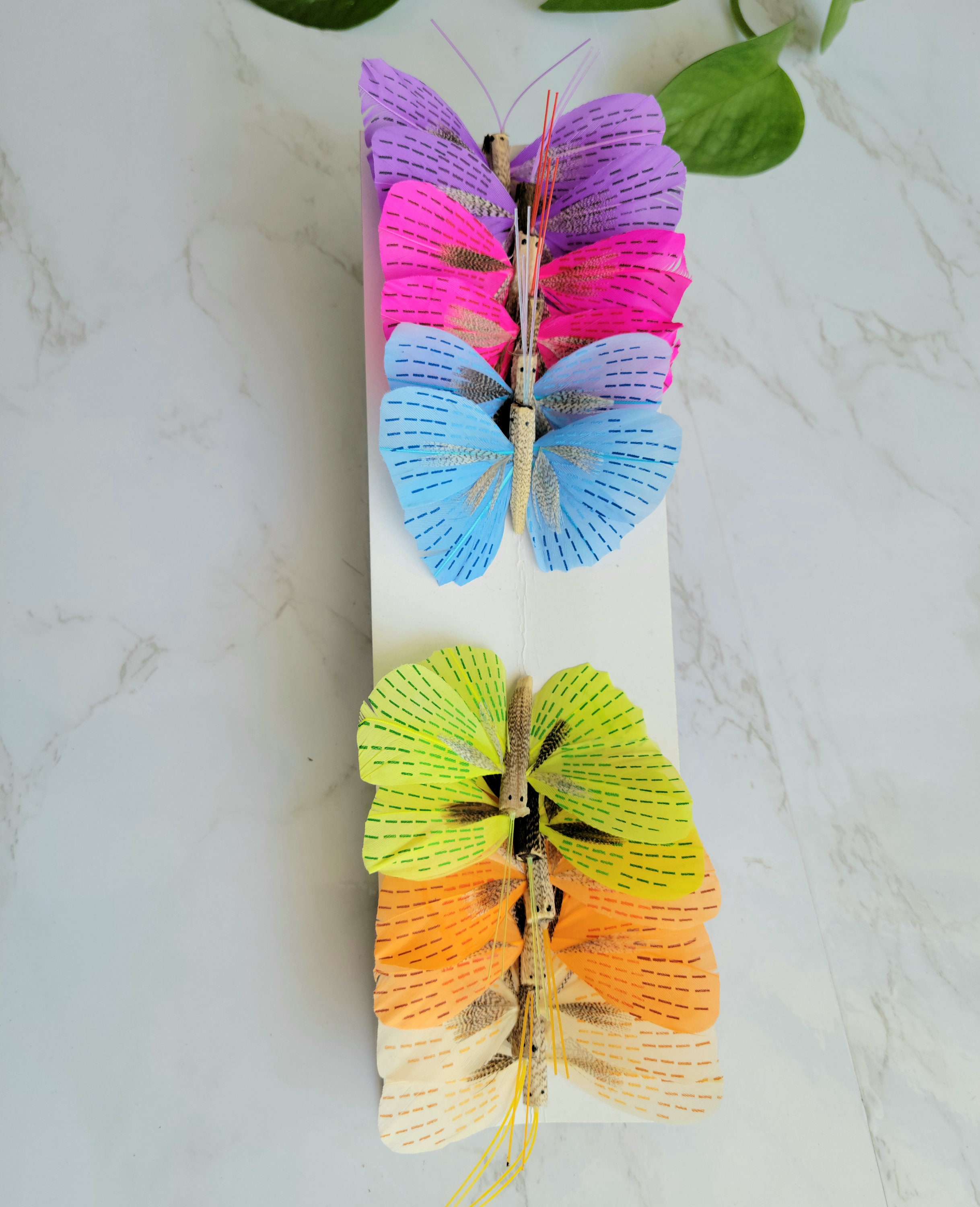 6 mariposas de plumas azules variadas de 3 en alambre para arreglos florales  acentos de sombrero de topper de pastel disfraces-decoración del hogar -   México