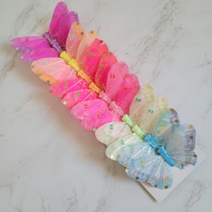 12 3&quot; pastel glitter feather butterflies with wire for cake toppers, wedding decorations,  floral accent , costumes, home, costumes