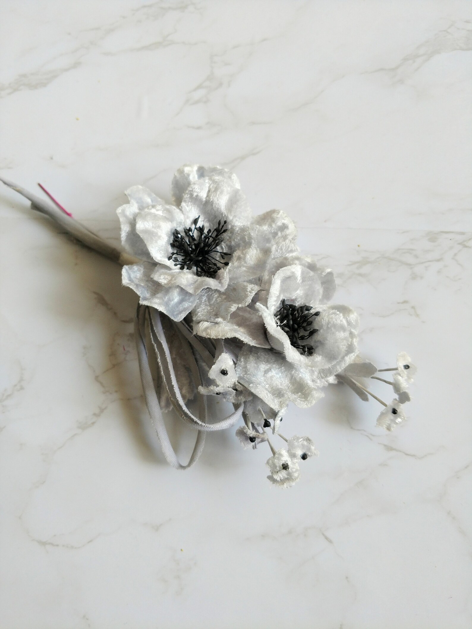 Vintage Velvet millinery flower cluster with me nots in Etsy