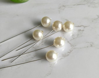 6 pearls flower pin with Swarovski crystal for floral arrangements, wedding decorations, hat accents, Bouquets accents , center pieces