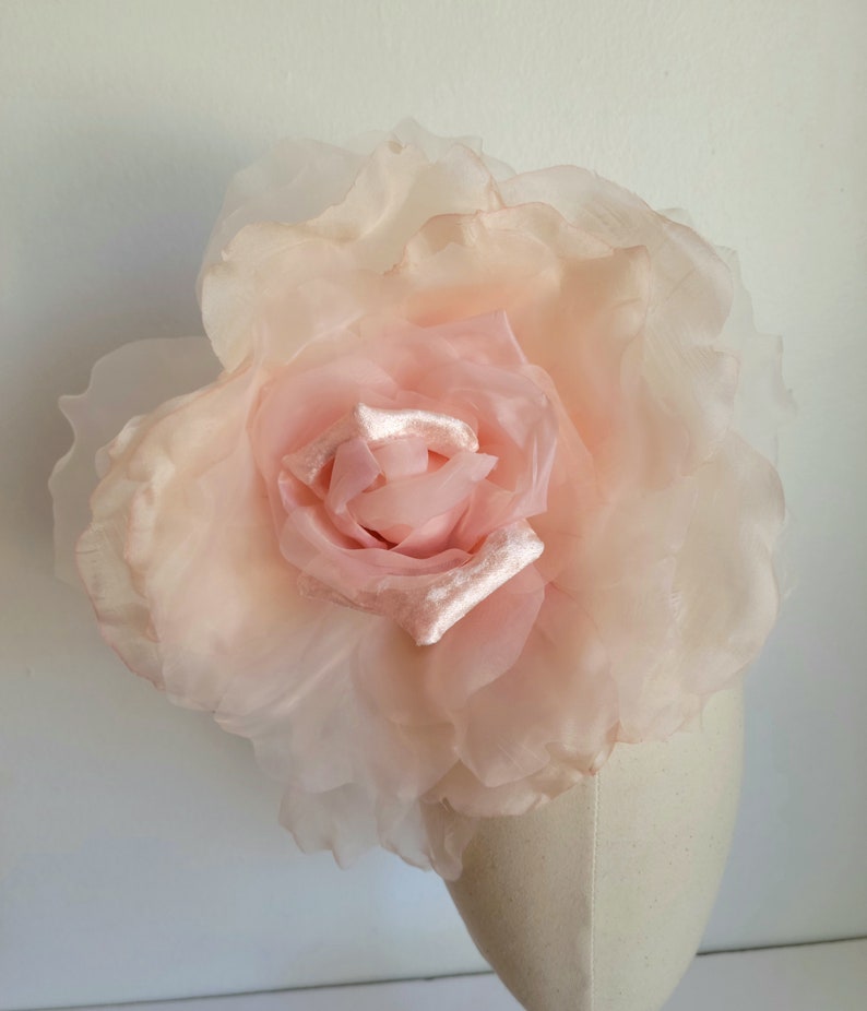 Extra Large Peachy/Bush 1213 Silk Organdy Velvet Rose Millinery Flower for Hats and Fascinators weddings home decoration Dresses image 2