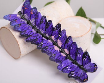 12 Violet 3 " papillons plume, décorations de mariage, accents floraux décoration de jardin à la maison, Gâteau Topper, Bouquet de mariée, Fournitures de fête