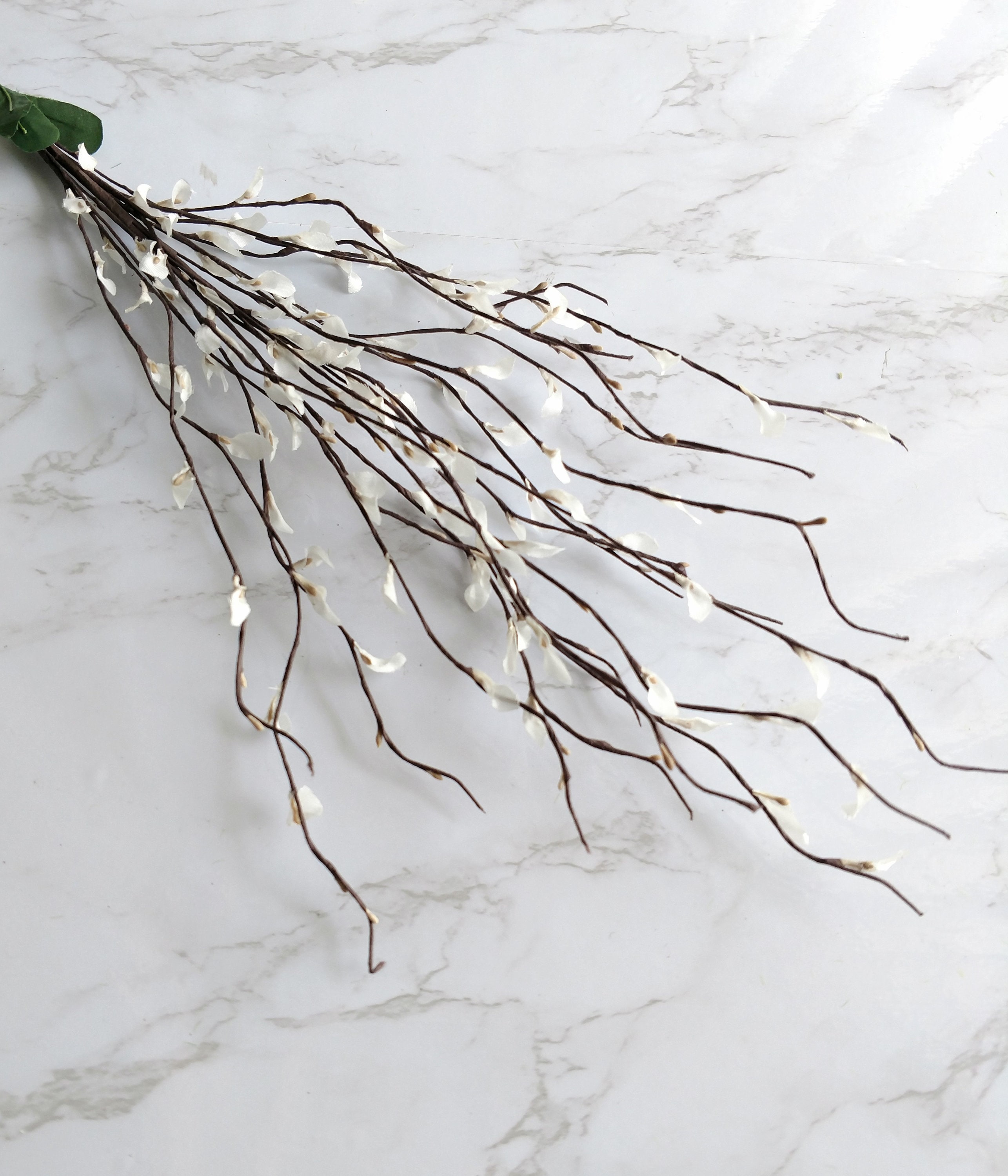 Vintage Blossom Twig White Flowers Peps Spray for Wedding decorations, bridal crowns, Floral Arrangements, home décor, crafts