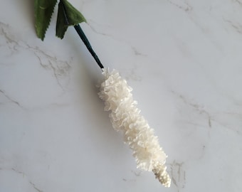 Vintage Spike  flower  Off white with green leaves for floral arrangements, hats, home décor, crafts, bouquets, weddings