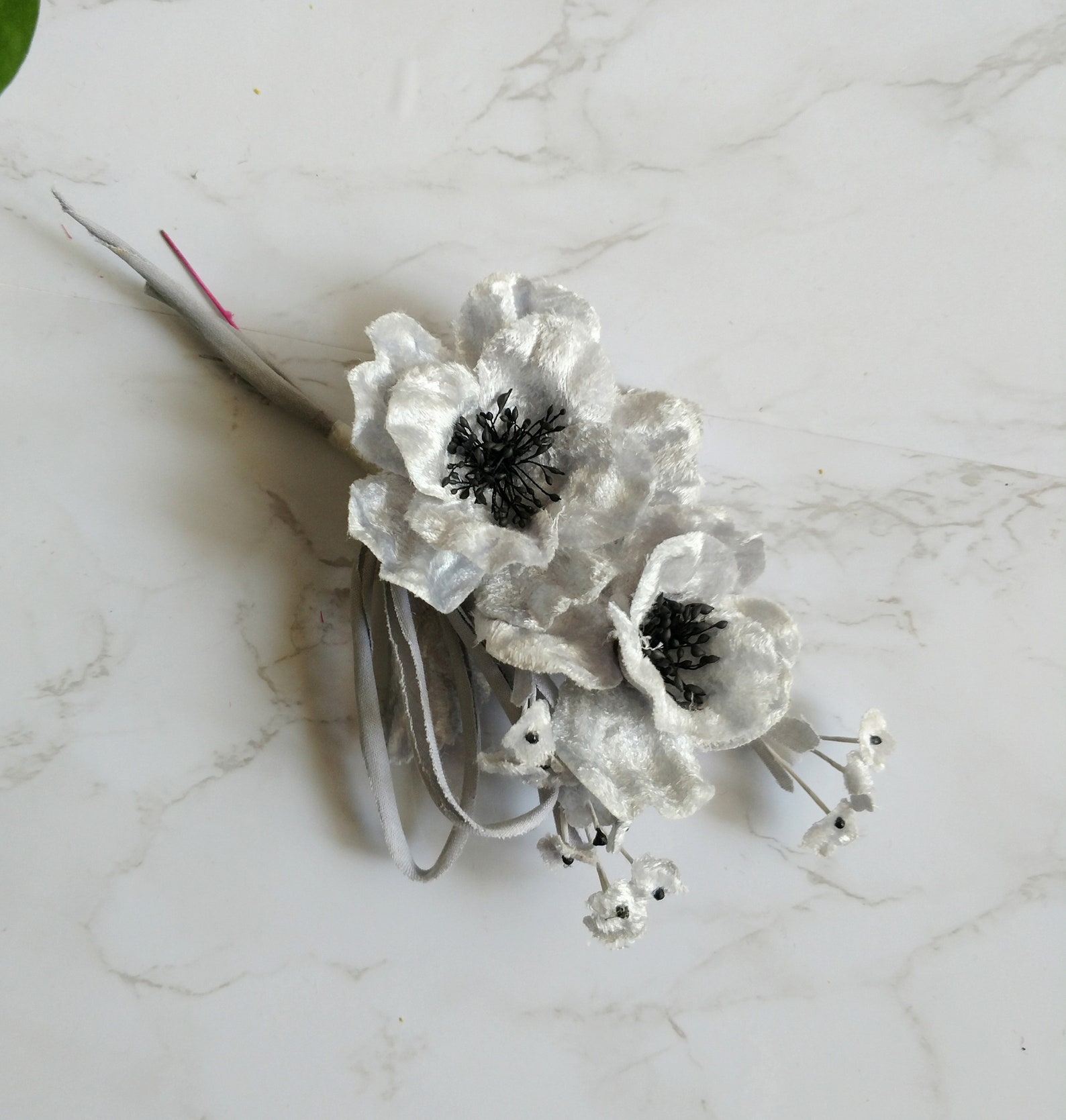 Vintage Velvet millinery flower cluster with me nots in Etsy