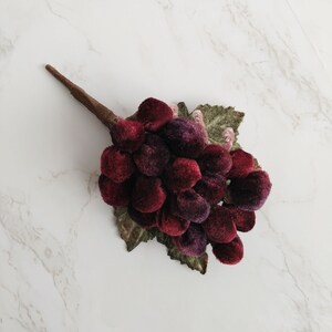 Velvet Millinery Grapes Spray Wine Burgundy Shaded with Vine and Leaves for crafts, hats, fascinators, center pieces, home decor image 2