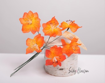 Bright Orange Vintage Millinery Blossoms, German Flowers, Bouquet of 6
