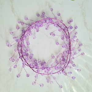 4 ft. Purple/Lavender Crystal jeweled Garland, Acrylic crystal cascade on wire, Jewelry wreath for party decorations, weddings, home, garden