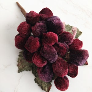 Velvet Millinery Grapes Spray Wine Burgundy Shaded with Vine and Leaves for crafts, hats, fascinators, center pieces, home decor image 5