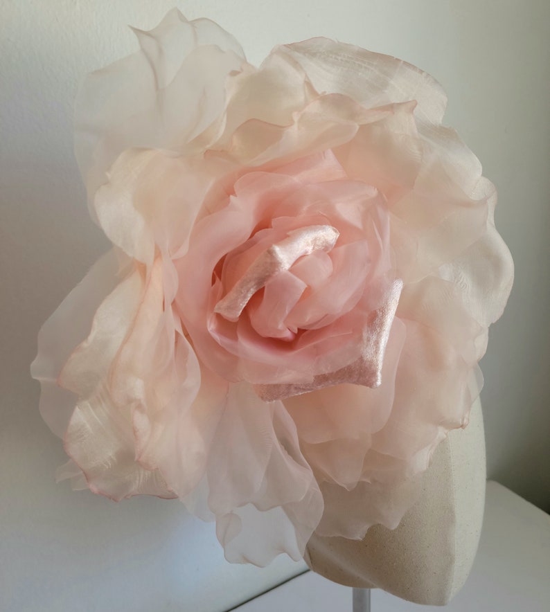 Extra Large Peachy/Bush 1213 Silk Organdy Velvet Rose Millinery Flower for Hats and Fascinators weddings home decoration Dresses image 3