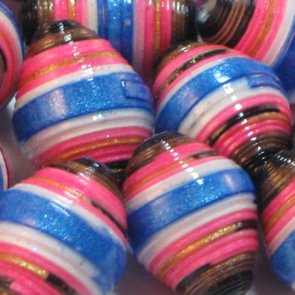 Paper beads- Paper bead jewelry- Recycled paper beads- Loose paper beads- Jewelry supplies- Beading supplies- Bicone paper beads- Beads
