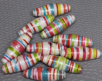 Perline di carta - Perline di carta riciclata - Perline di carta sciolte - Forniture per perline - Forniture per gioielli - Riciclate - Perline bicono - Perline da 3/4" - Perline fatte a mano