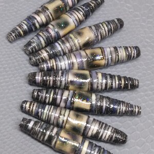 Paper beads- 1 1/2 in. paper beads- Loose paper beads- Beading supplies- Jewelry Supplies- Upcycled- Bi-cone beads-Long beads- Beads- Paper