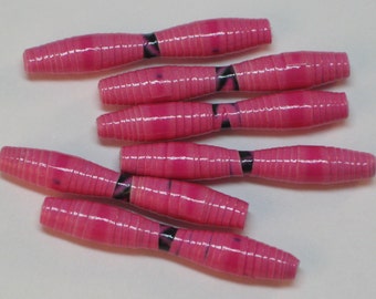 Perline di carta - Perline di carta riciclata - Perline di carta sciolte - Forniture per perline - Forniture per gioielli - Riciclate - Perline bicono doppie - Rosa e nero
