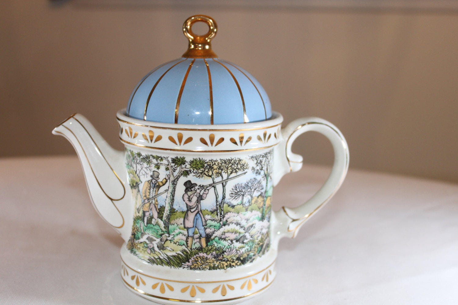 Vintage Sadler Teapot Blue Sadler Sporting Scenes of the 18th Etsy