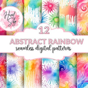 12 Abstract Rainbow Seamless Digital Pattern, Digital Paper, Scrapbooking Paper