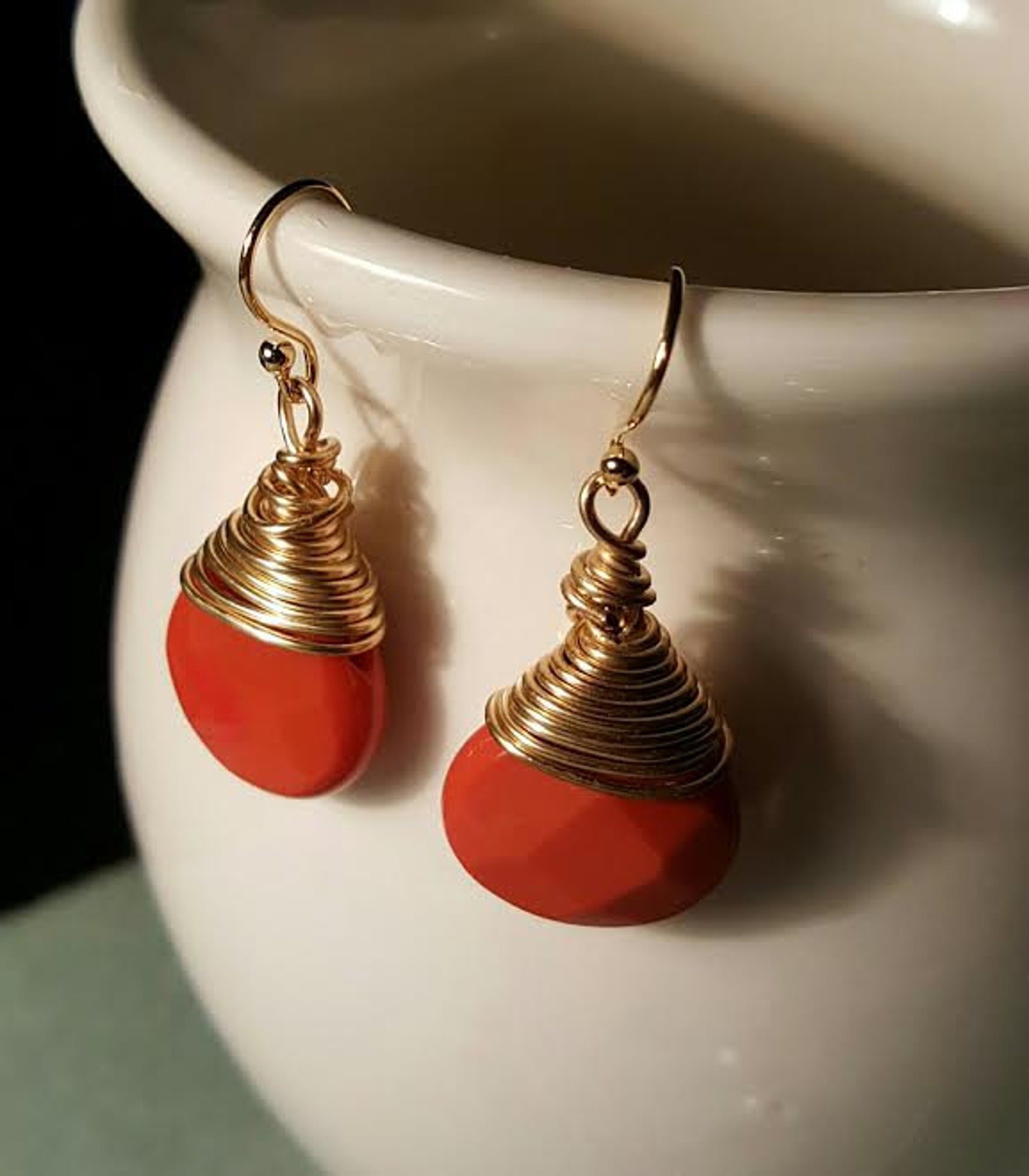 Orange Drop Earrings Etsy