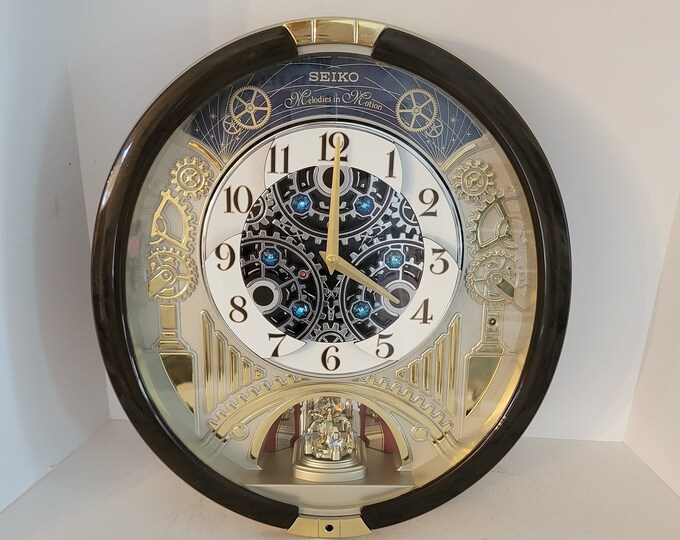 Seiko Melodies in Motion Swarovski Wall Clock Music Chimes QXM386BRH