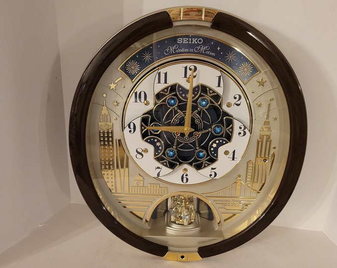 Seiko Melodies in Motion Swarovski Wall Clock QXM382BRH New York