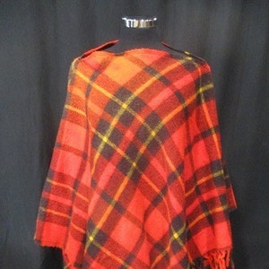 Vintage Faribo Shawl Blanket * 4 x 4 foot * Woolen Mill Red Black Plaid Tartan Boho * Women&#39;s Tartan *  Mid Century   83275976 Christmas