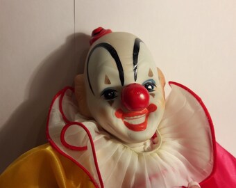 wind up musical porcelain clown doll