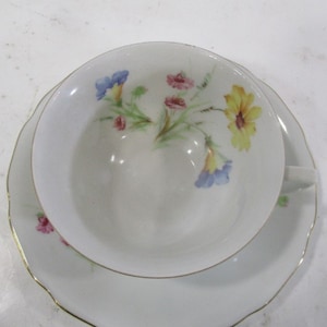Fine Bohemian China Tea Cup and Saucer *  Made in Czechoslovakia  * Vintage * Dainty Flowers  94189215