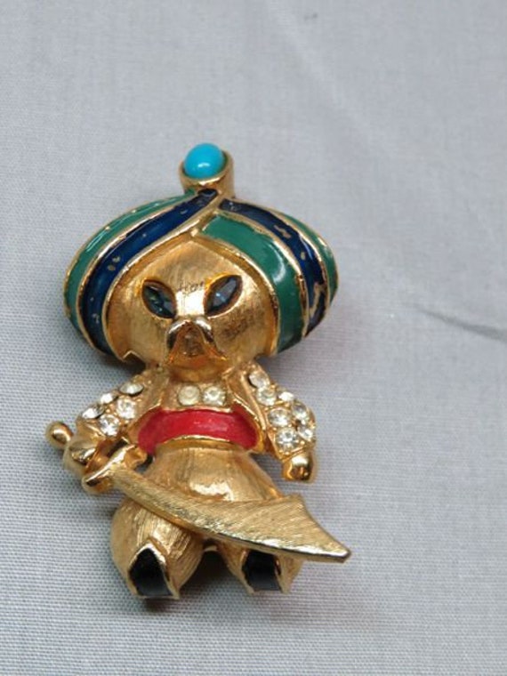 Vintage Florenza Charming Aladdin Genie Pin Brooch