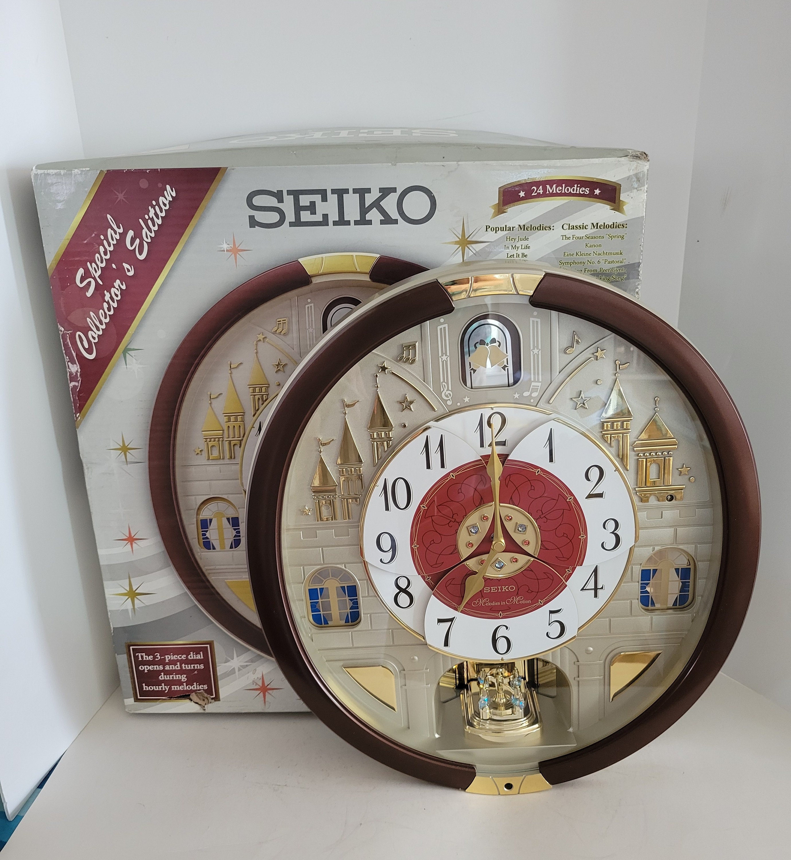 seiko 13 swarovski crystal clock