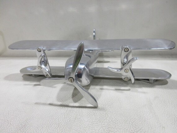 Chrome Shiny Silver 3d Metal Airplane Wall Decor 16 X 14 Inches