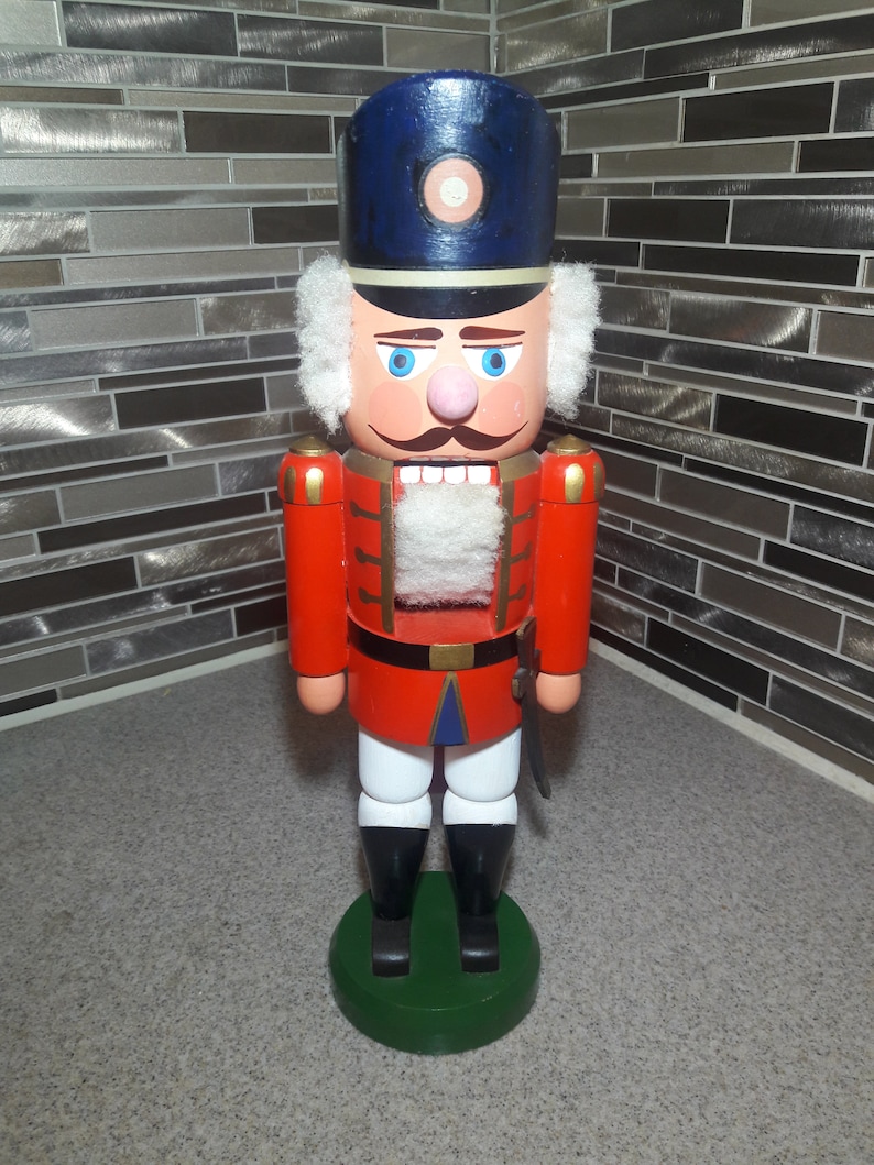 Vintage Erzgebirge Soldier Made in German East Germany Holiday Nutcracker 13 1/2 inch Christmas 112014269 image 1