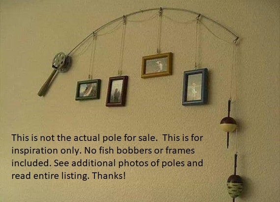 Vintage Small Fishing Pole Wooden Handle Metal Reel And Etsy