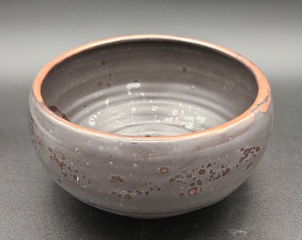 Large Cave Bowl in Charcoal Black with Red Mottling