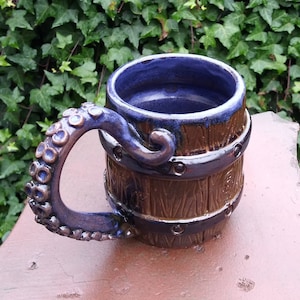 Barrel Mug with Tentacle Handle made to order