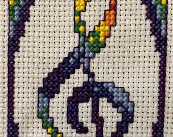 Treble Clef Rainbow Cross Stitch Pattern: Music Series