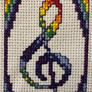 Treble Clef Rainbow Cross Stitch Pattern: Music Series