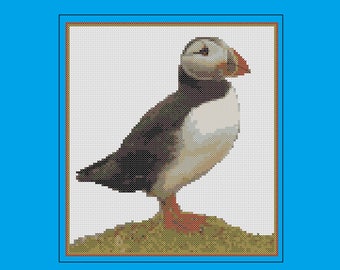 Puffin cross stitch pattern: birds series